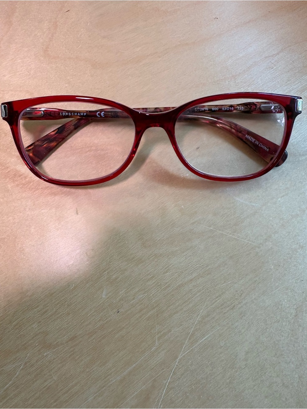 Longchamp Glasses Frames Only Red LO2616 53 16 135 W/case